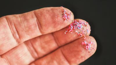 Microplastic particles.