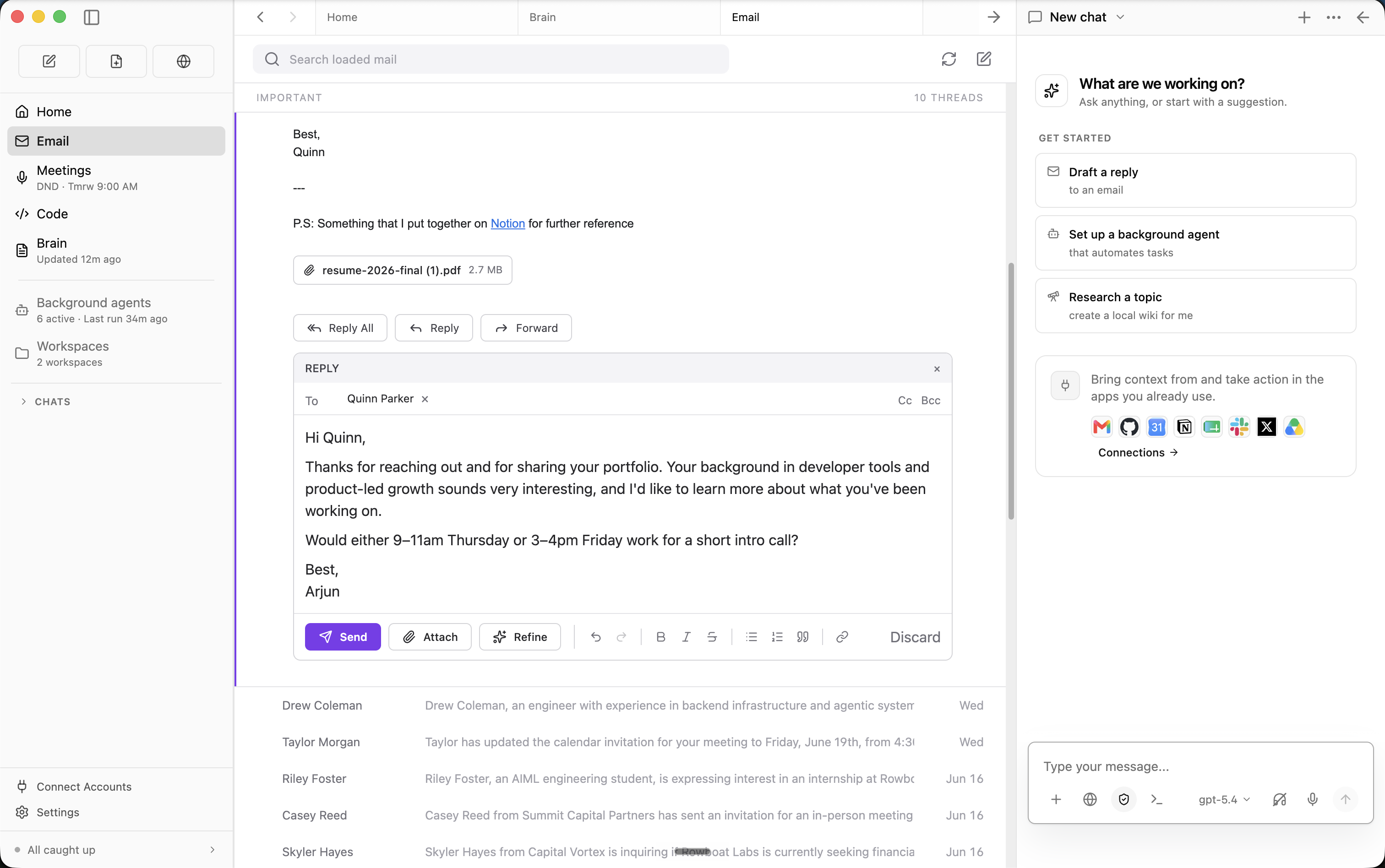 Email screenshot