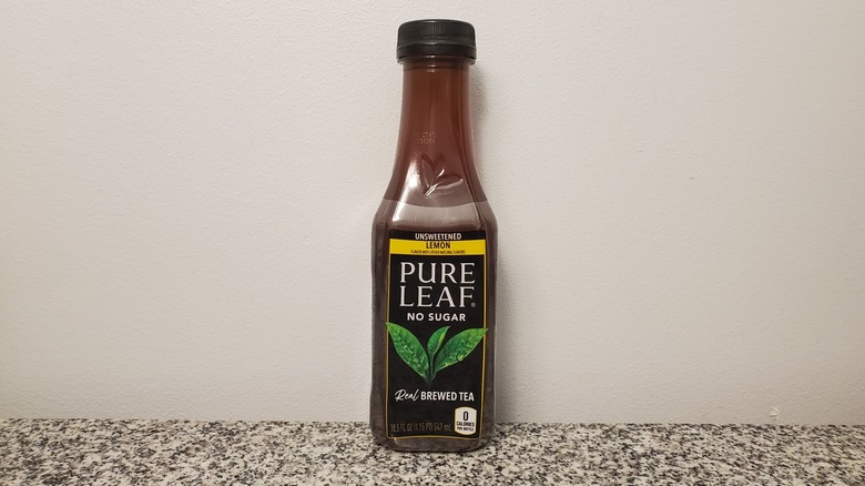 A bottle of Pure Leaf Unsweetened Lemon Tea