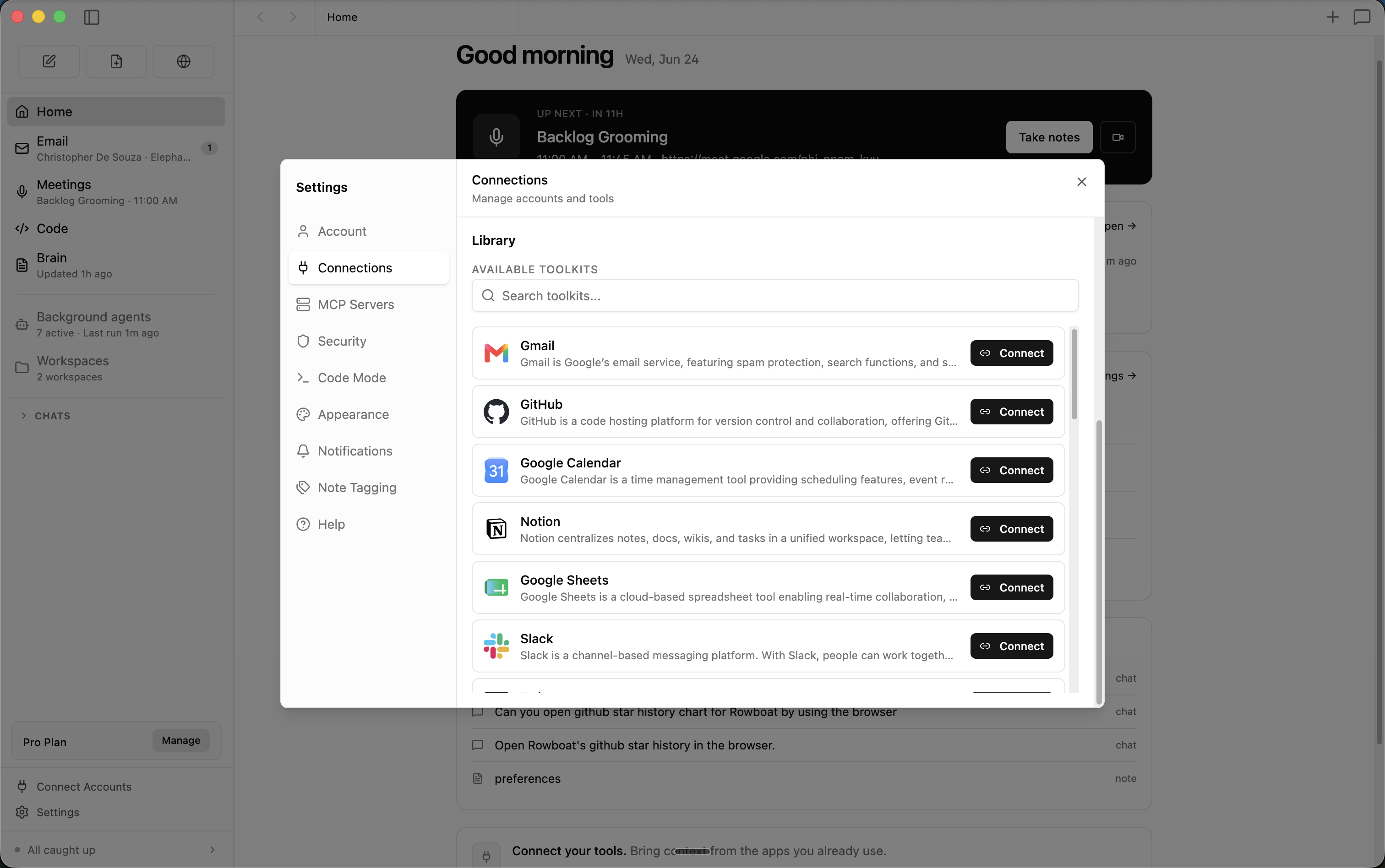 Integrations screenshot